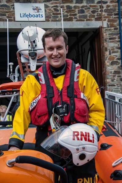 Looe RNLI boat crew volunteer Tom McLaren at the lifeboat station