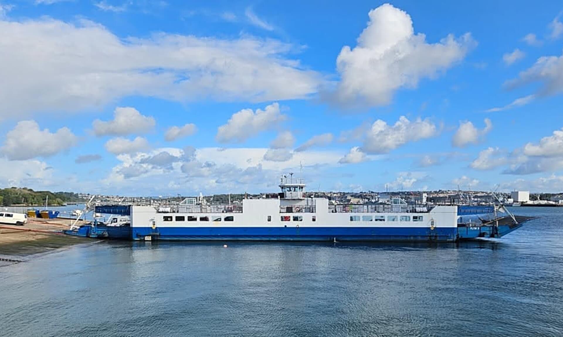 The Torpoint Ferry docked at Torpoint on the River Tamar