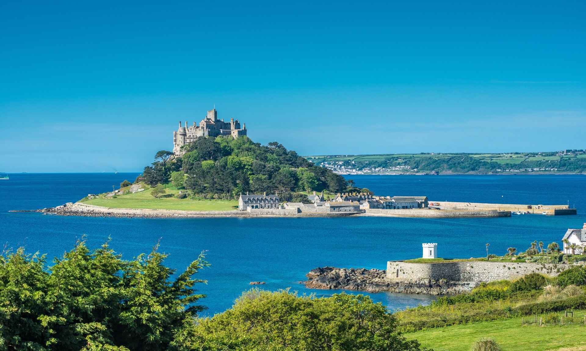 St Michael's Mount castle on its island in Mount's Bay off Marazion