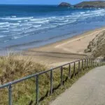 Perranporth beach and dunes from the coast path