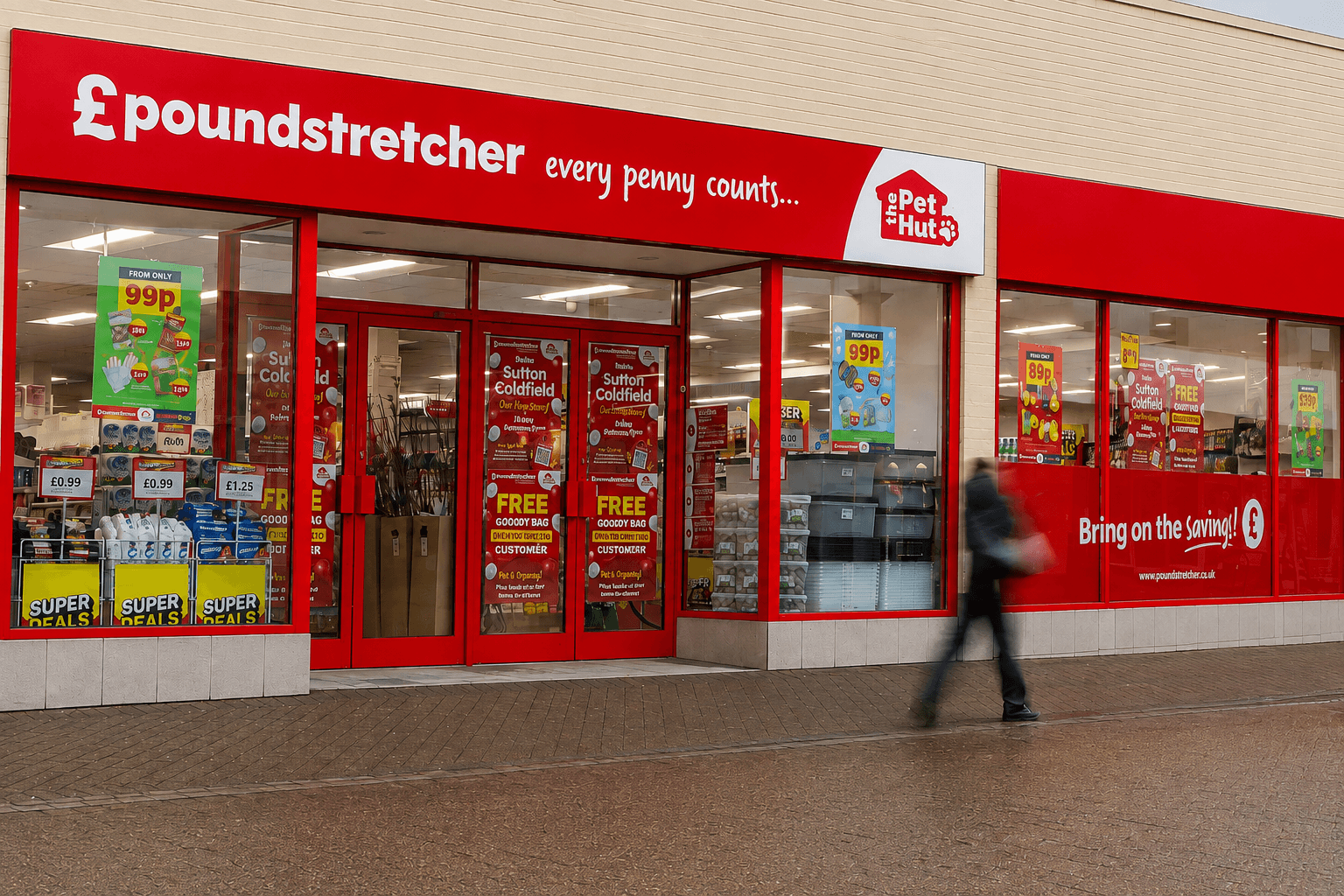 A Poundstretcher storefront with Welcome signage