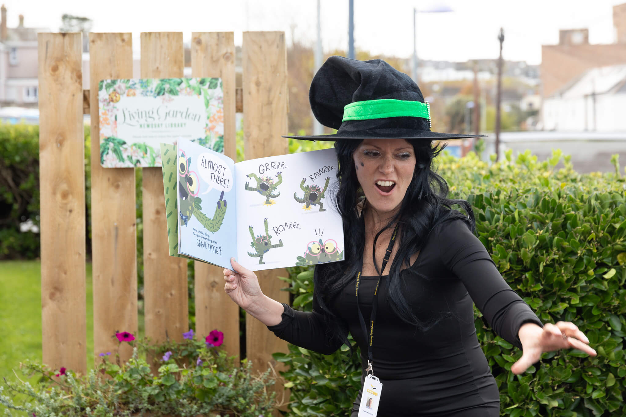 A witch reads a spooky story during Spooky Newquay's half-term workshops