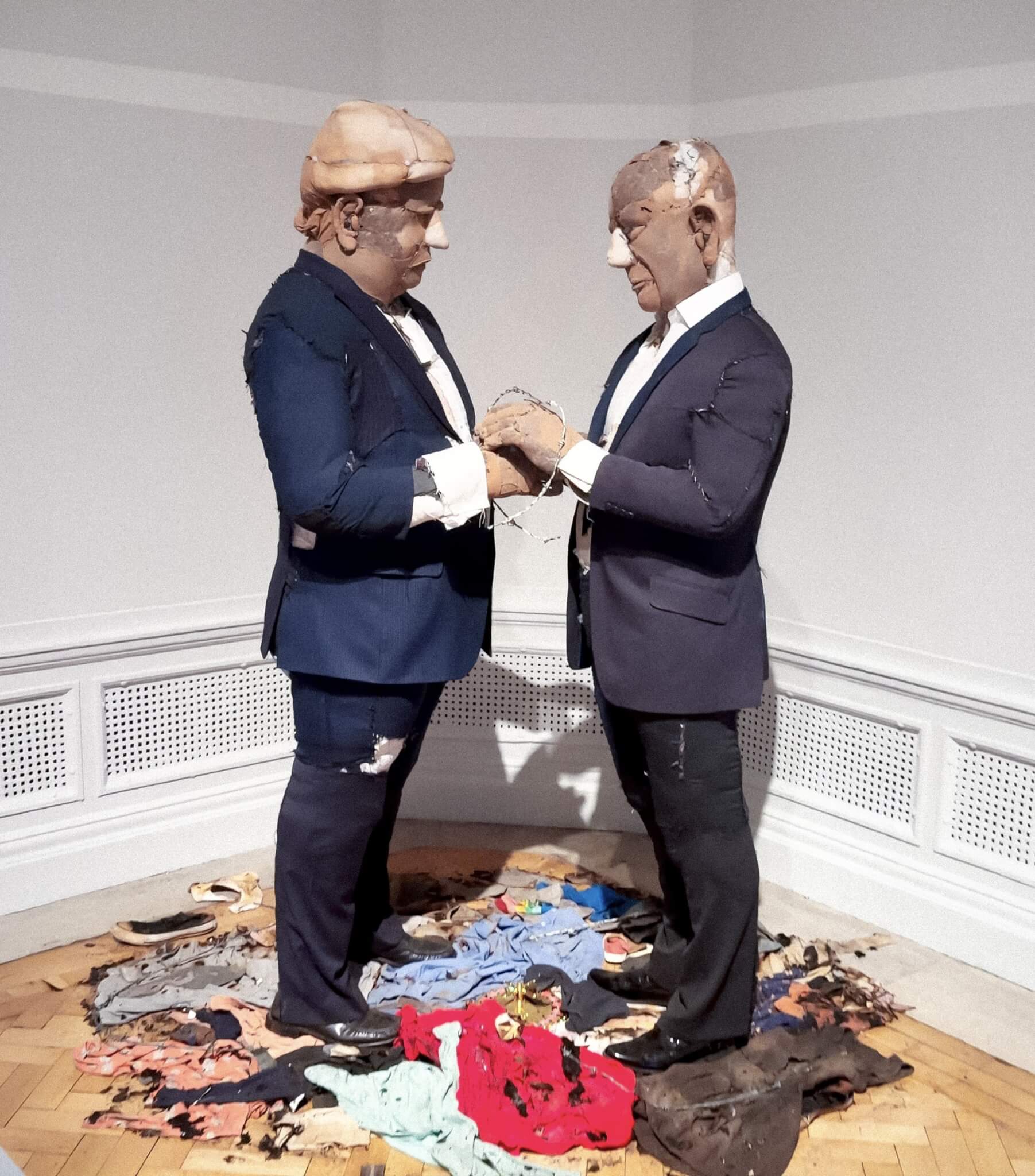 Tim Shaw's soft sculpture of Donald Trump and Benjamin Netanyahu at the Royal Academy Summer Exhibition