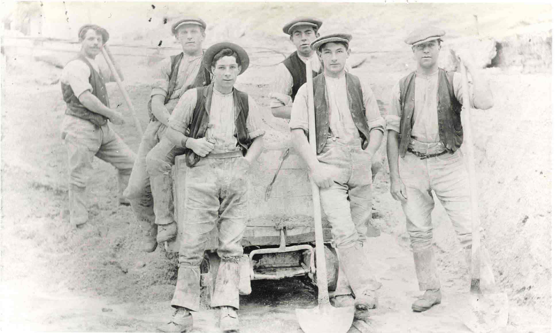 Archive photograph of china clay workers in a Cornish clay pit