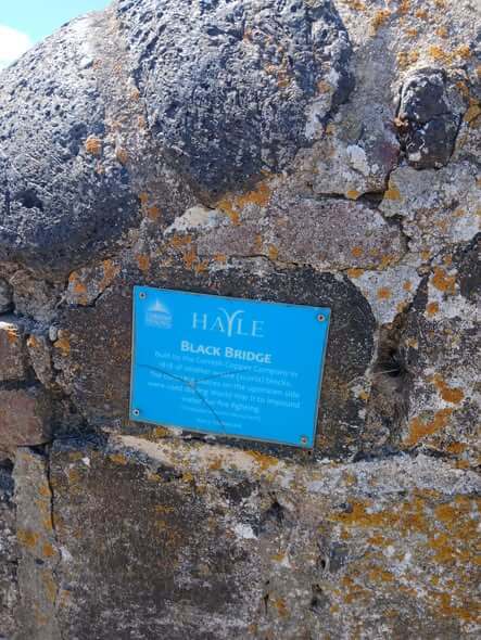 Information plaque for Black Bridge, Hayle, set into the rock
