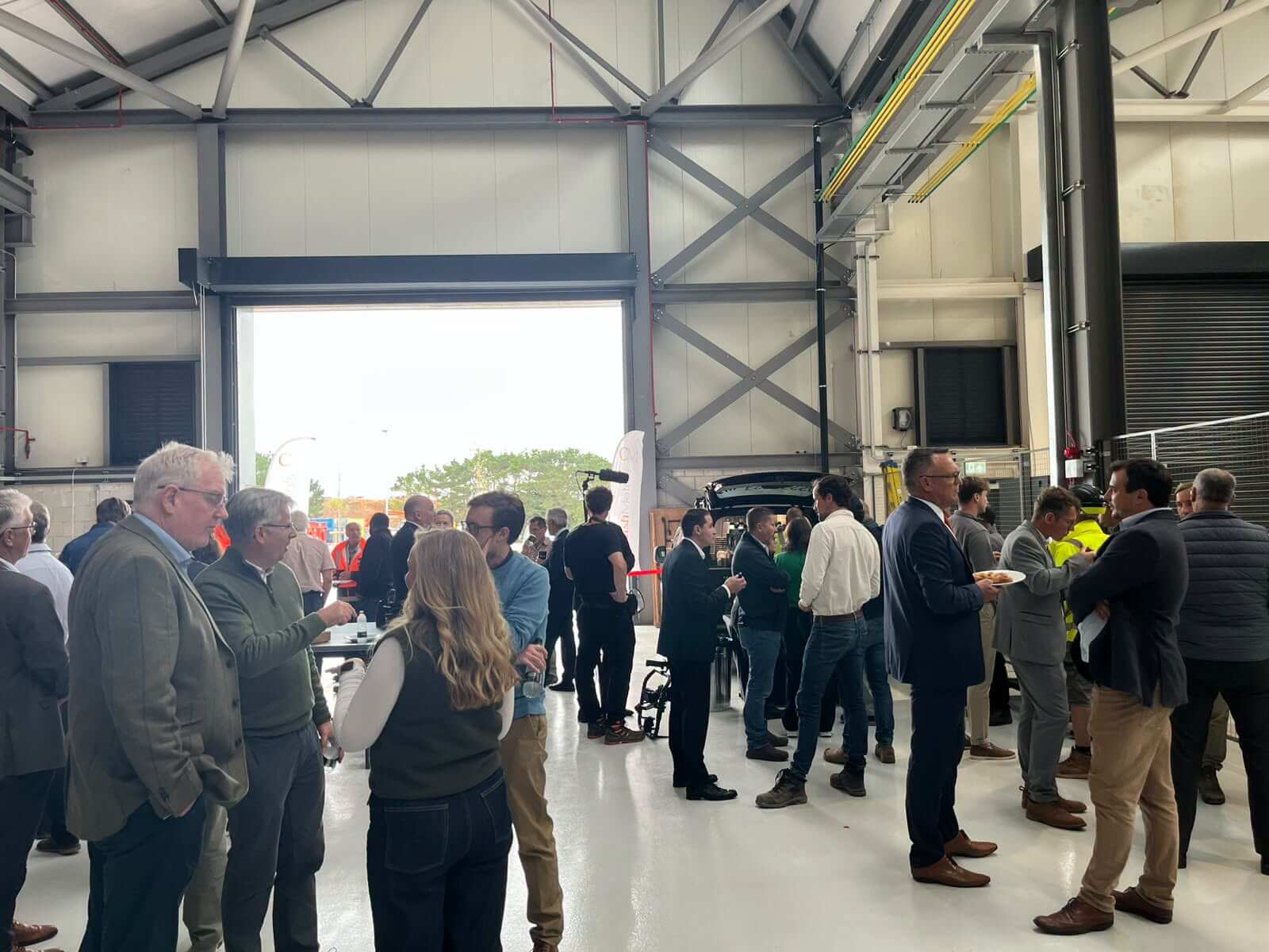 Guests gathered inside the new Bartle's Foundry workshop at South Crofty