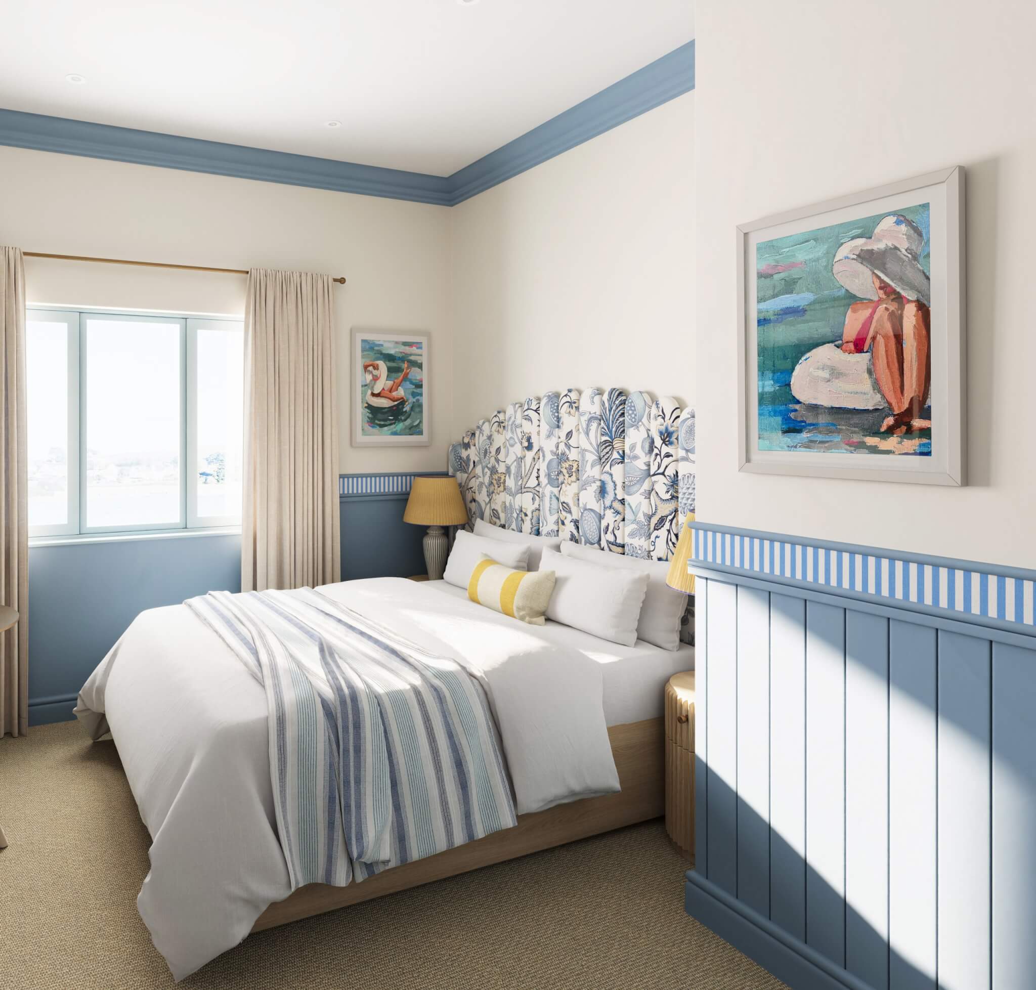Render of a Waterside king bedroom at Elysium St Mawes
