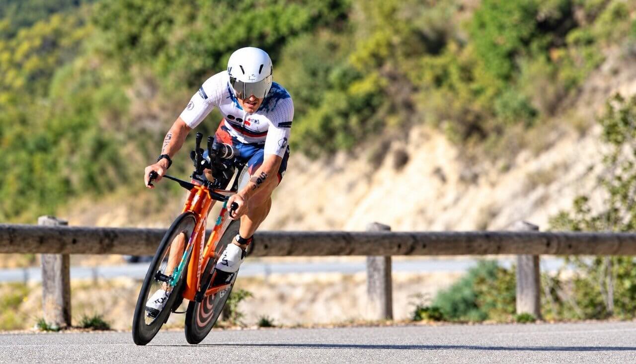 Neil Eddy on the bike leg of the IRONMAN 70.3 World Championship in Nice