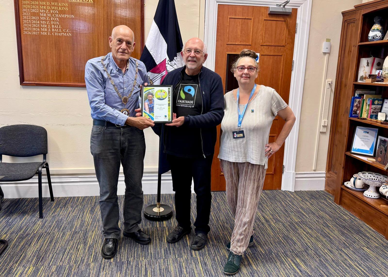 Camborne Town Council Fairtrade certificate presentation