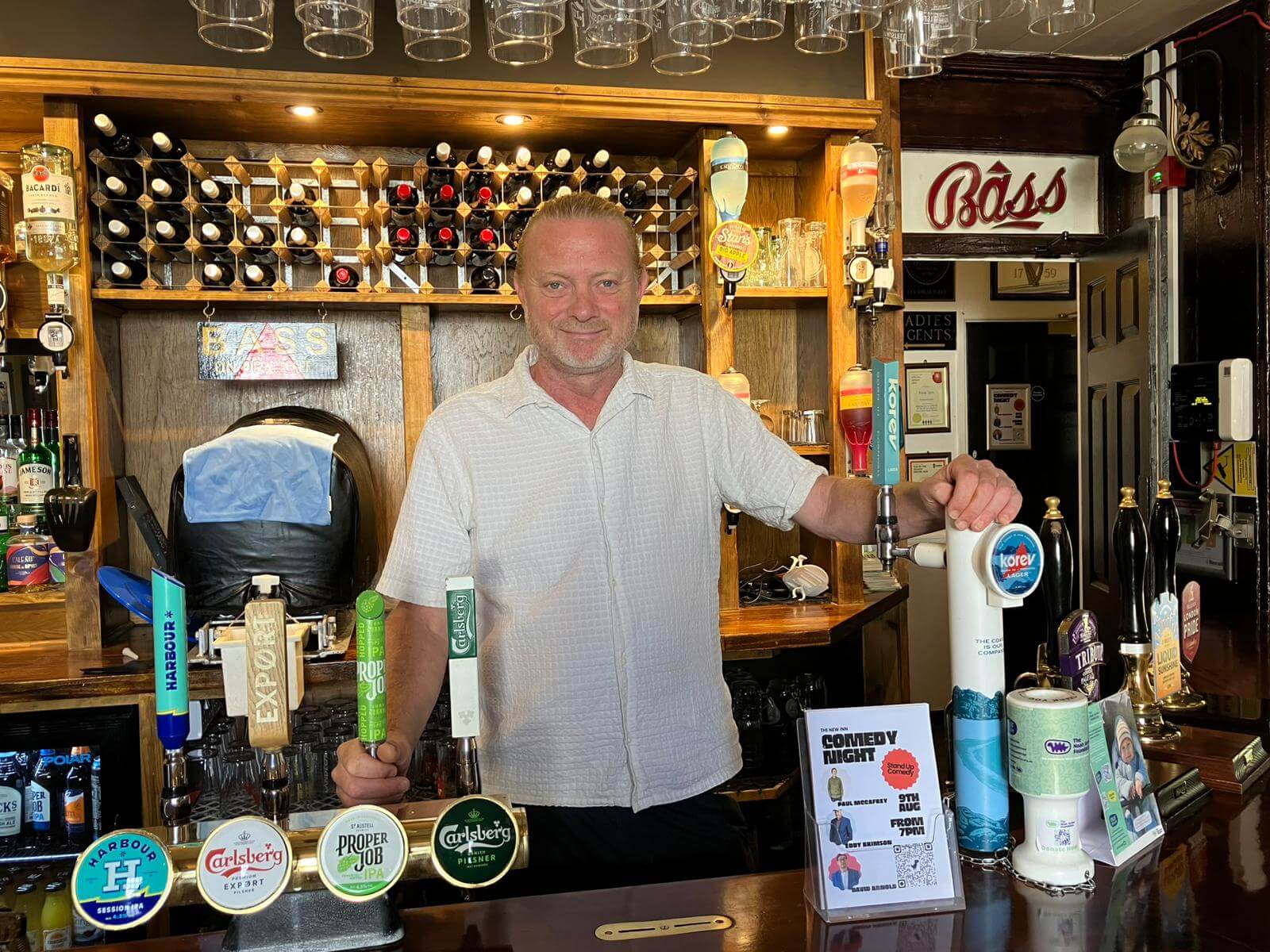 Christian Hanks behind the bar at The New Inn