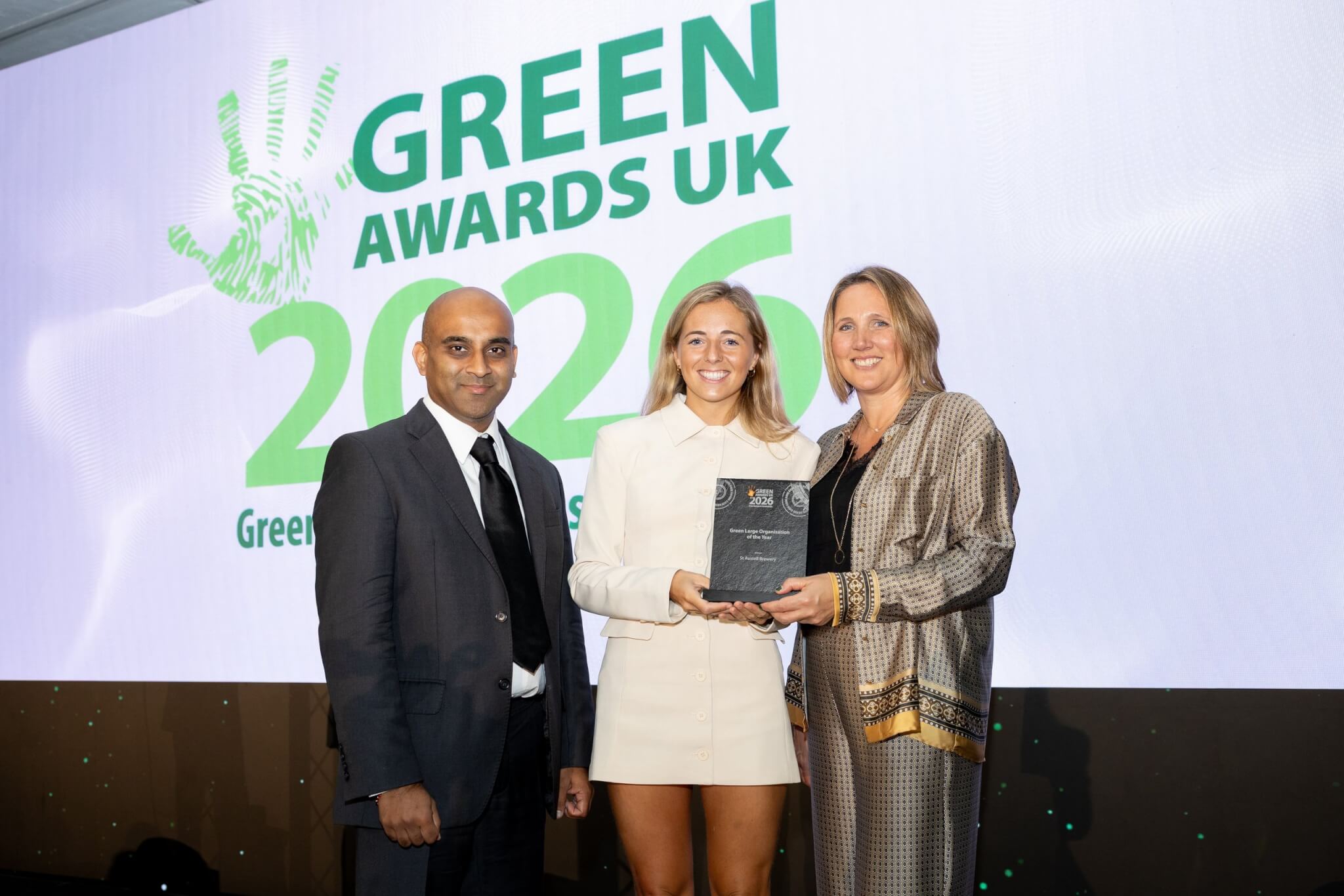 St Austell Brewery receiving the Green Large Organisation of the Year award at the Green Awards UK 2026