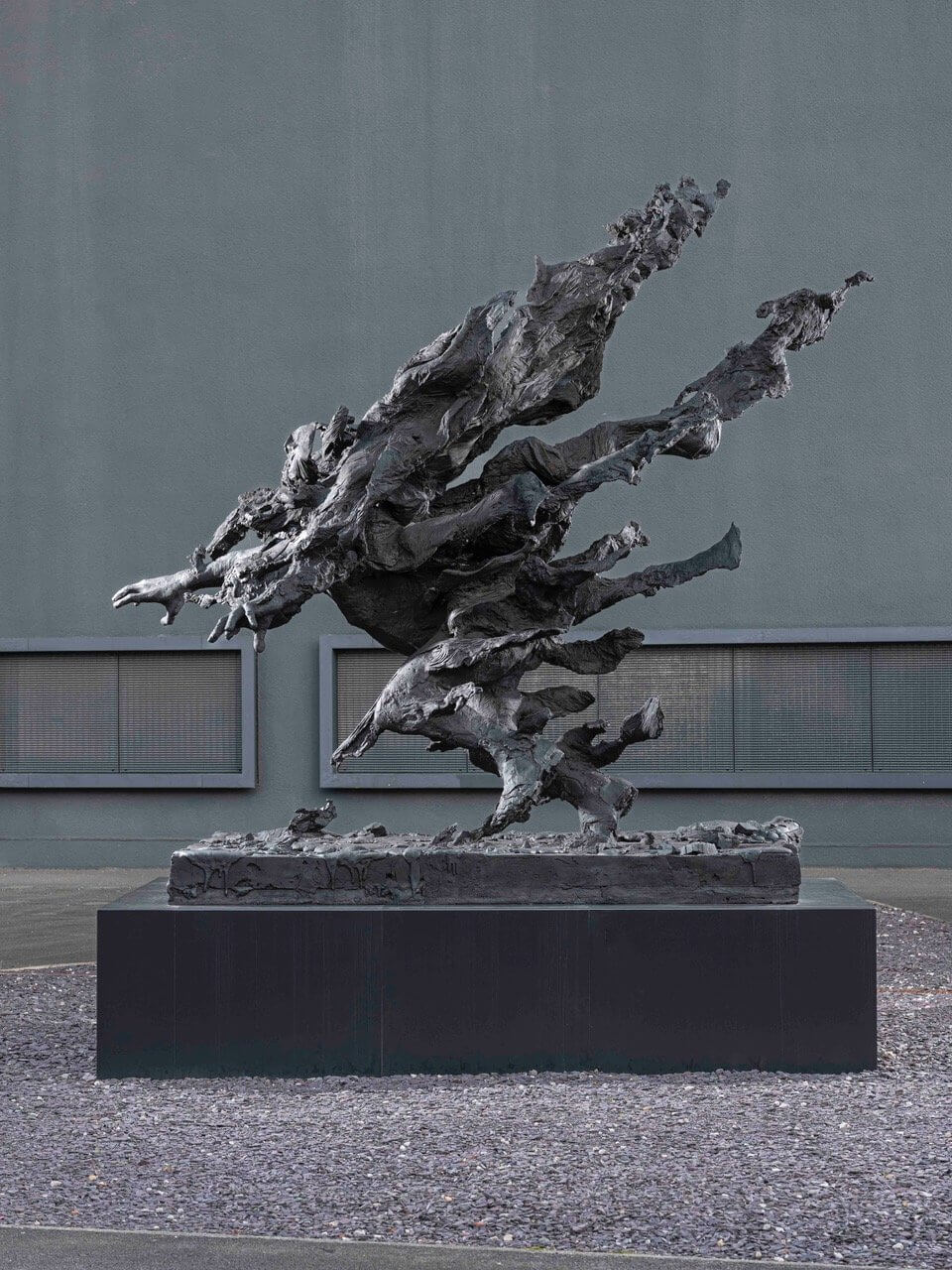 Tim Shaw's bronze Man on Fire outside Imperial War Museum North