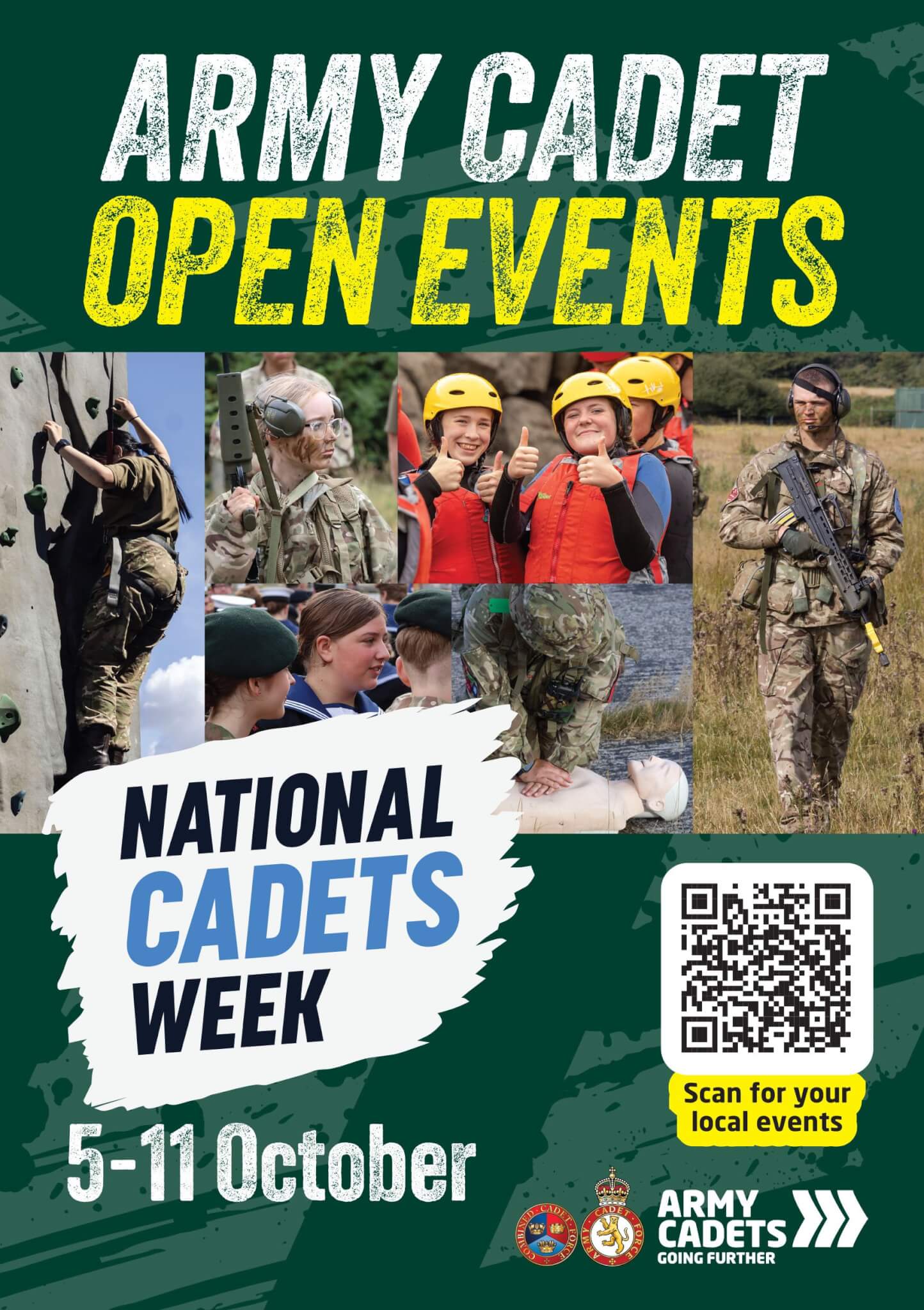 Army Cadet Open Events flyer for National Cadets Week, 5 to 11 October