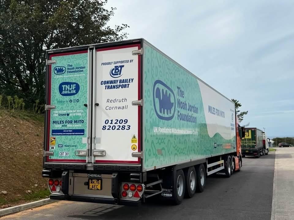 Noah's Lorry, the branded Miles for Mito trailer for Conway Bailey Transport and The Noah Jordan Foundation