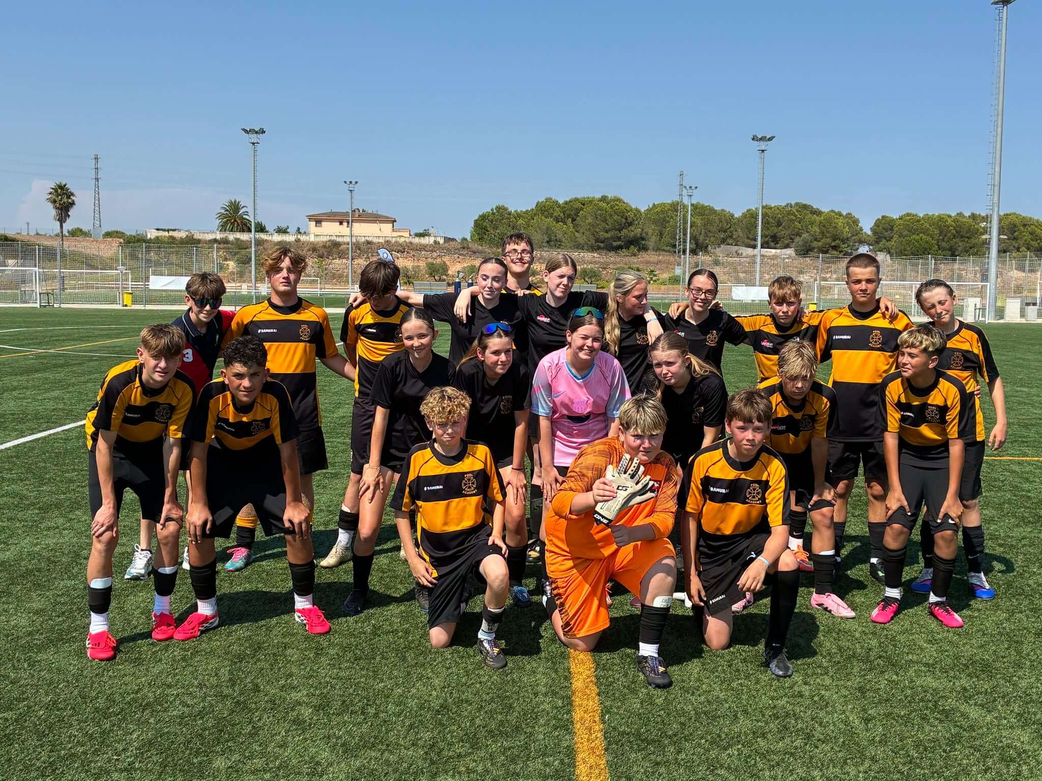 Pool Academy students on the football pitch in Spain