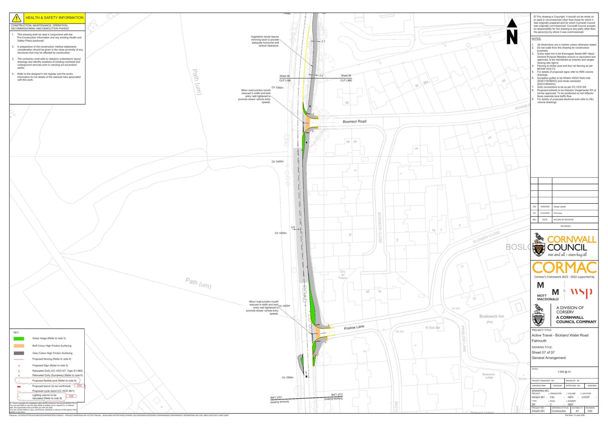 Bickland Water Road plan, phase 7: Falmouth Business Park to Bosmeor Road and Prislow Lane