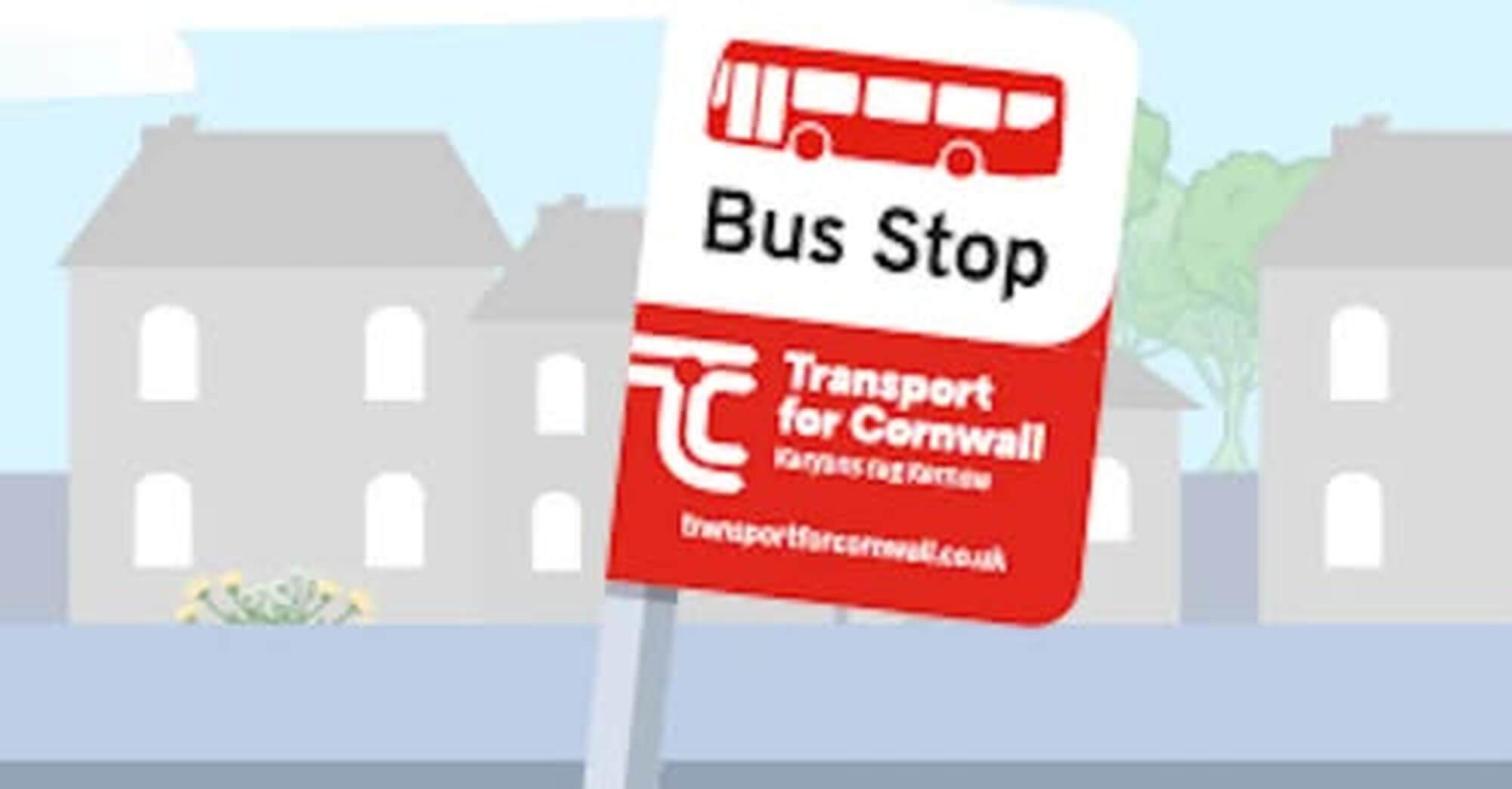 Transport for Cornwall bus stop sign illustration