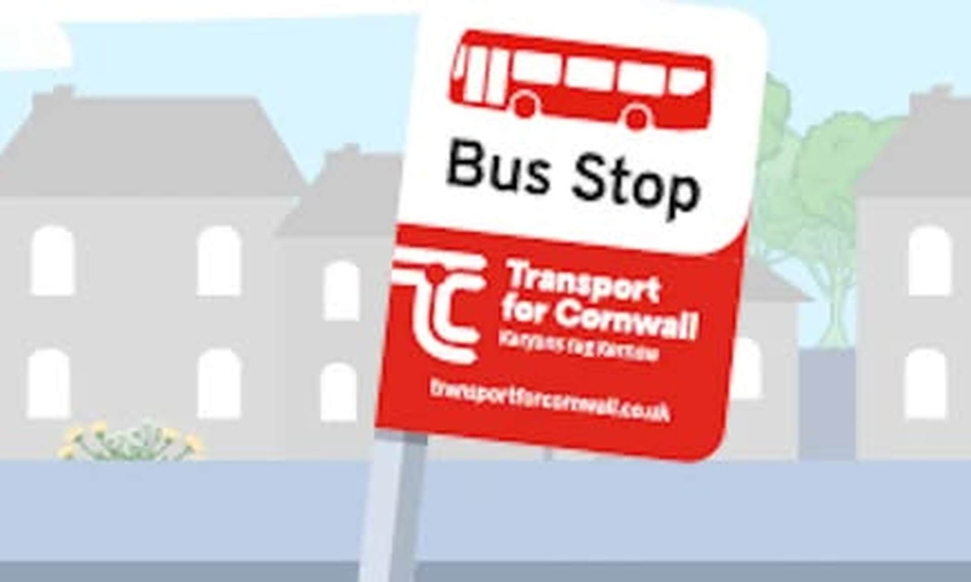 Transport for Cornwall bus stop sign illustration