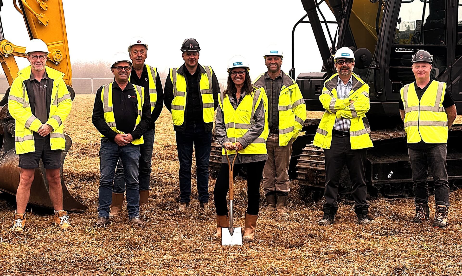Treveth and Sureflow Building Services team breaking ground at Connor Downs