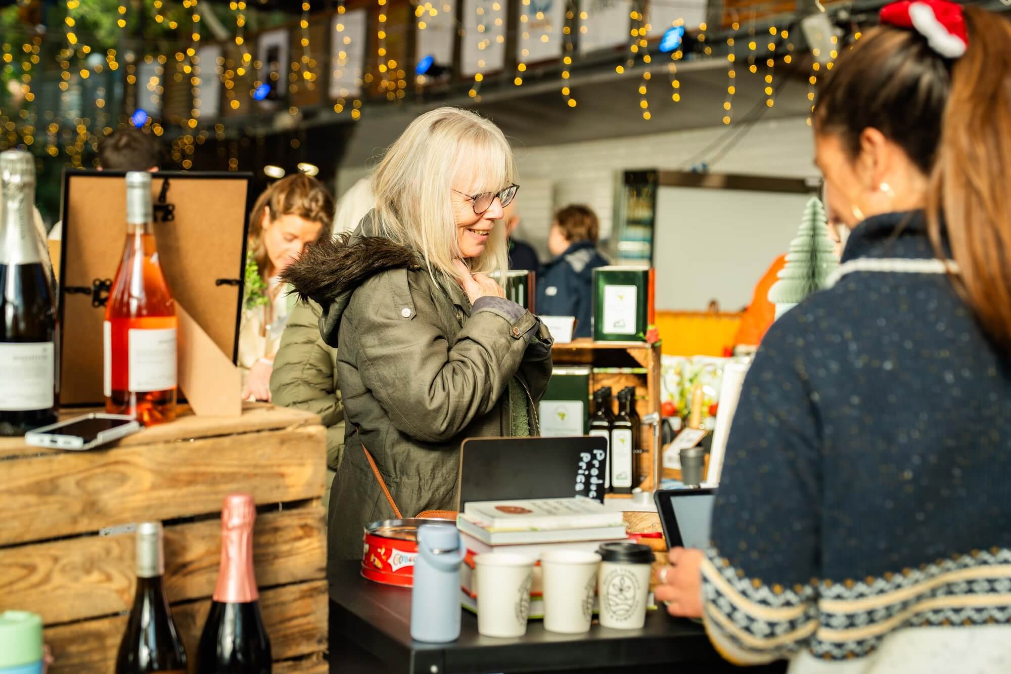 A shopper at a stall at the Cornwall Christmas Fair