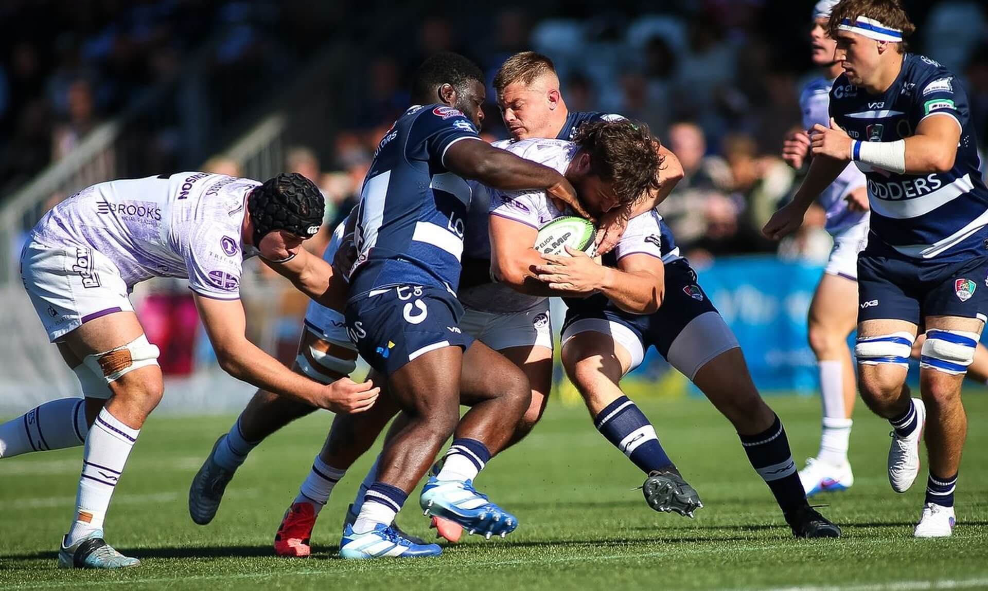 Cornish Pirates prop Alfie Petch in a tackle against Coventry
