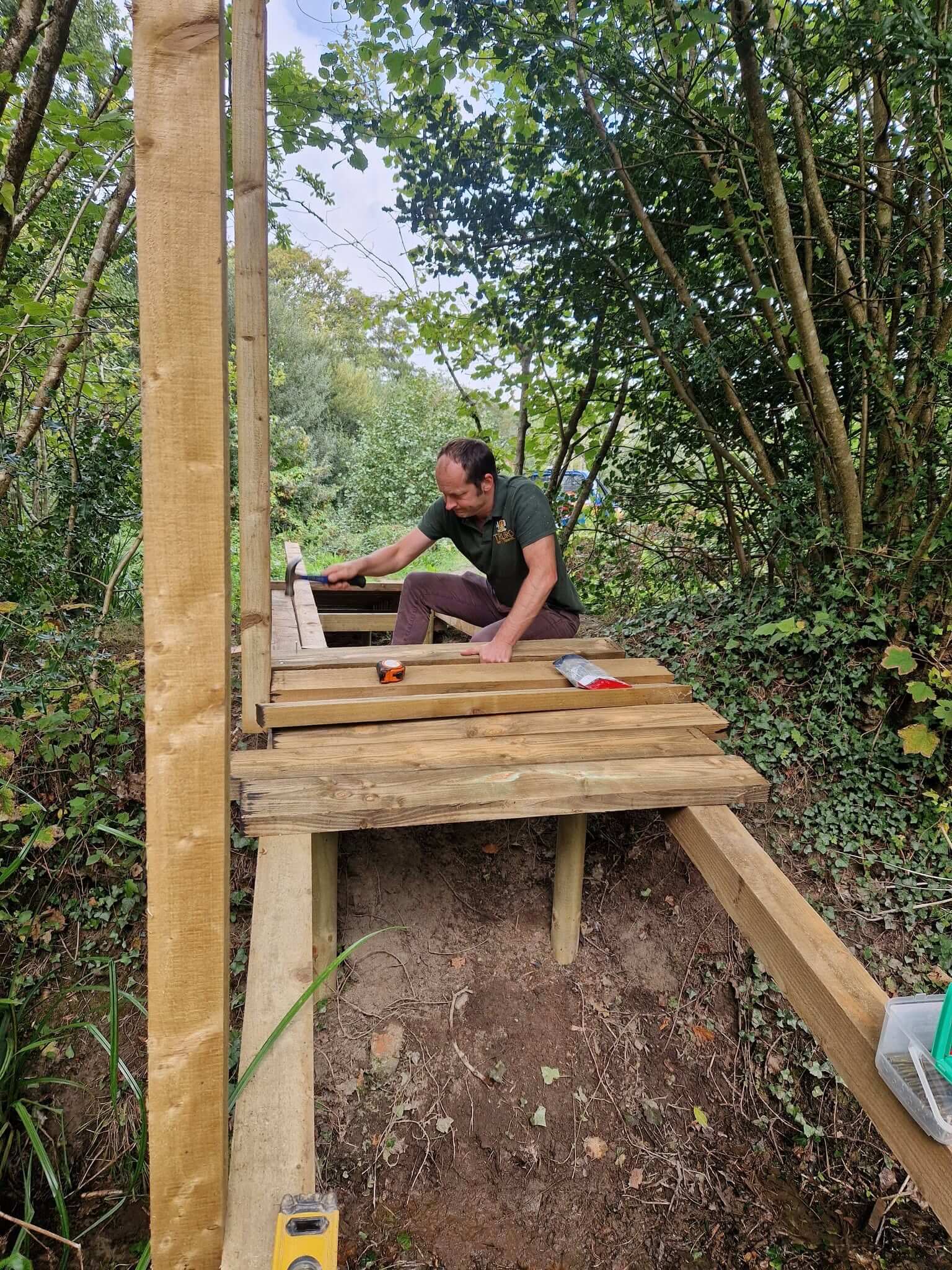 Decking going down on the new Daubuz Moor boardwalk