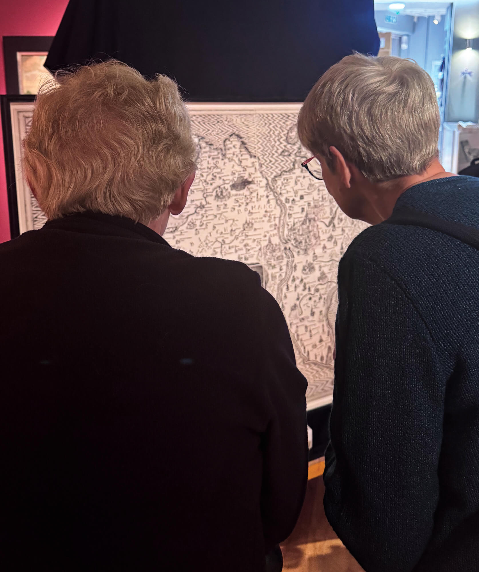 Guests viewing Map of an Englishman at Falmouth Art Gallery's private view