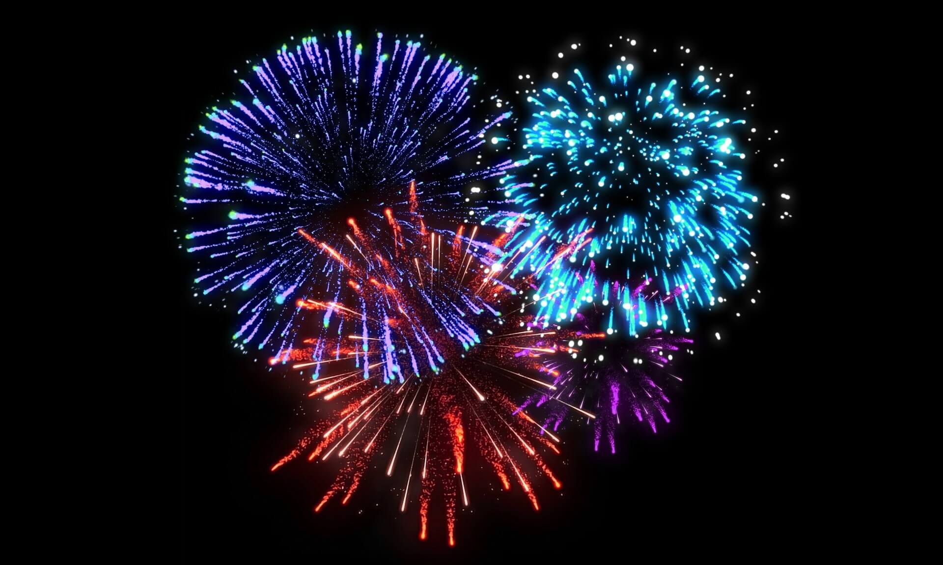 Colourful fireworks display lighting up the night sky