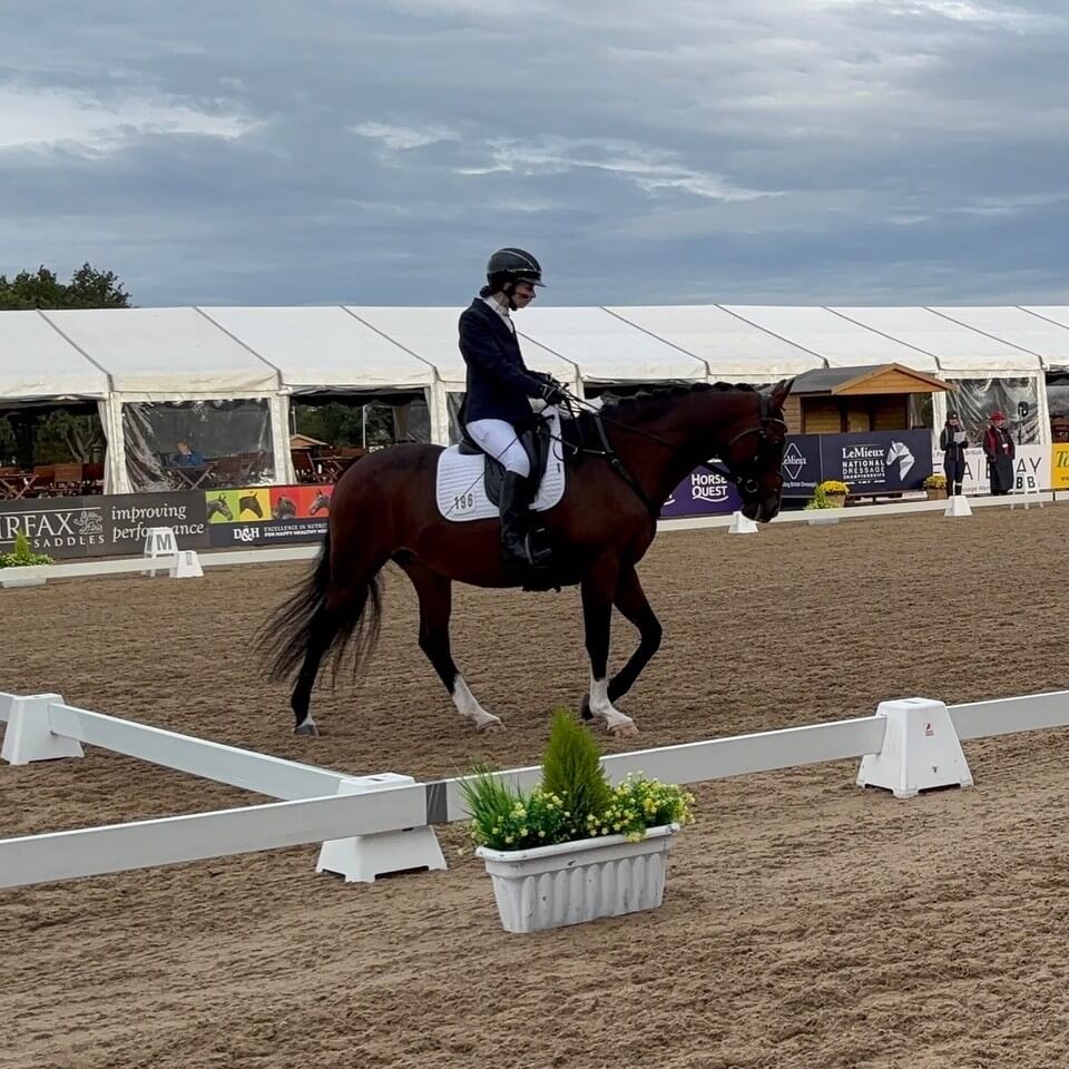 Flis Marriott and Seran competing at the National Dressage Championships