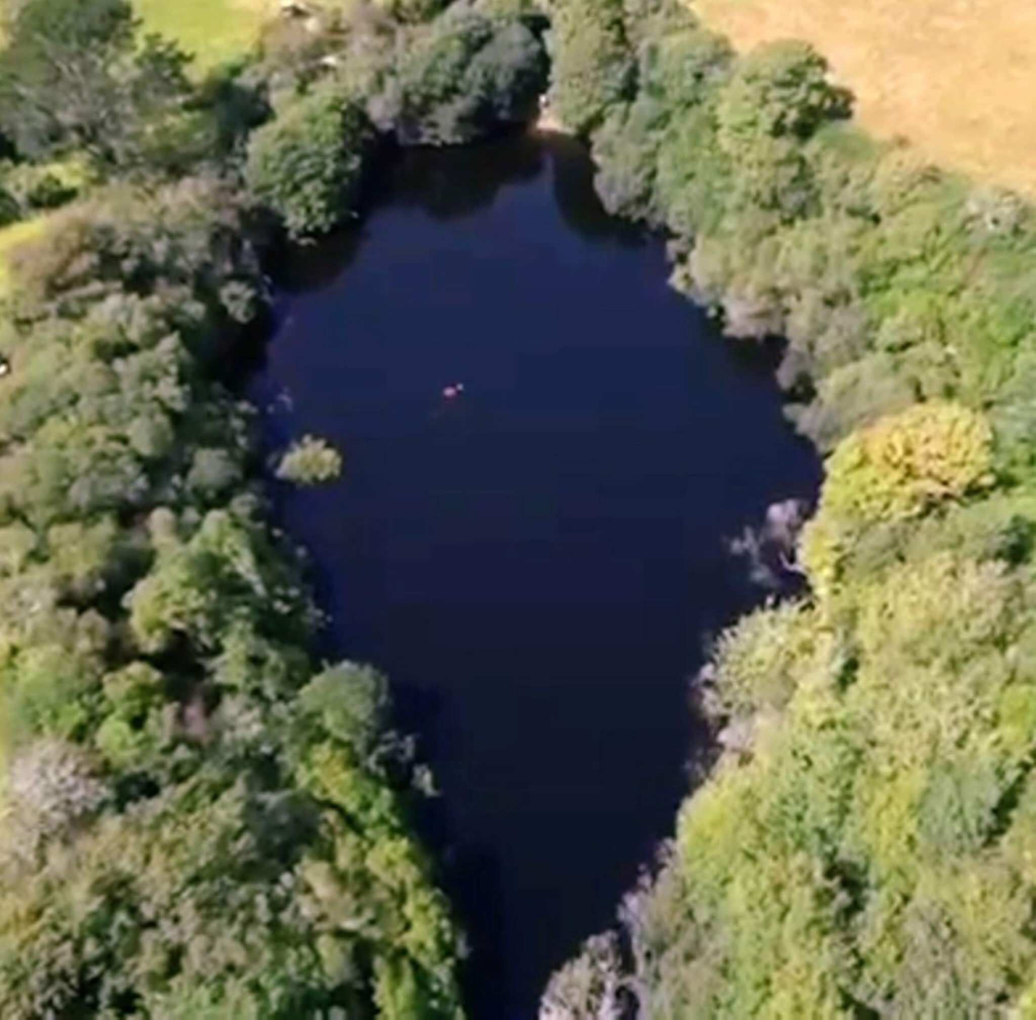 Aerial view of the former fishing lake at St Stephen's Beacon