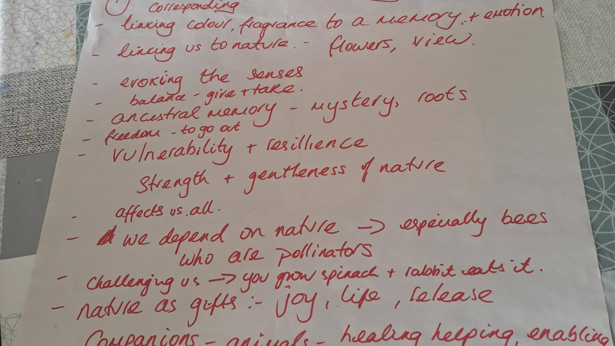 Handwritten notes for The Story of the Rabbit and the Spinach poem