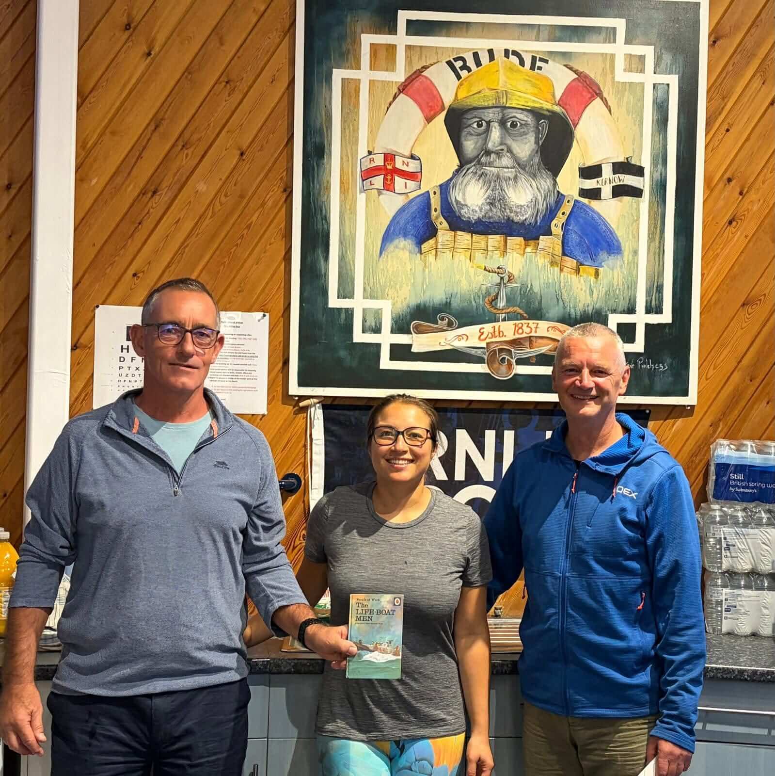 Rhiannon, Mike and Ray, the newest shore crew volunteers at RNLI Bude Lifeboat Station