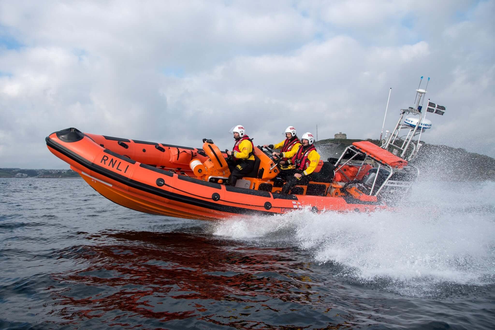 Falmouth RNLI Atlantic 85 lifeboat Robina Nixon Chard at speed