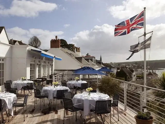 Rooftop terrace dining at Hotel Tresanton, St Mawes