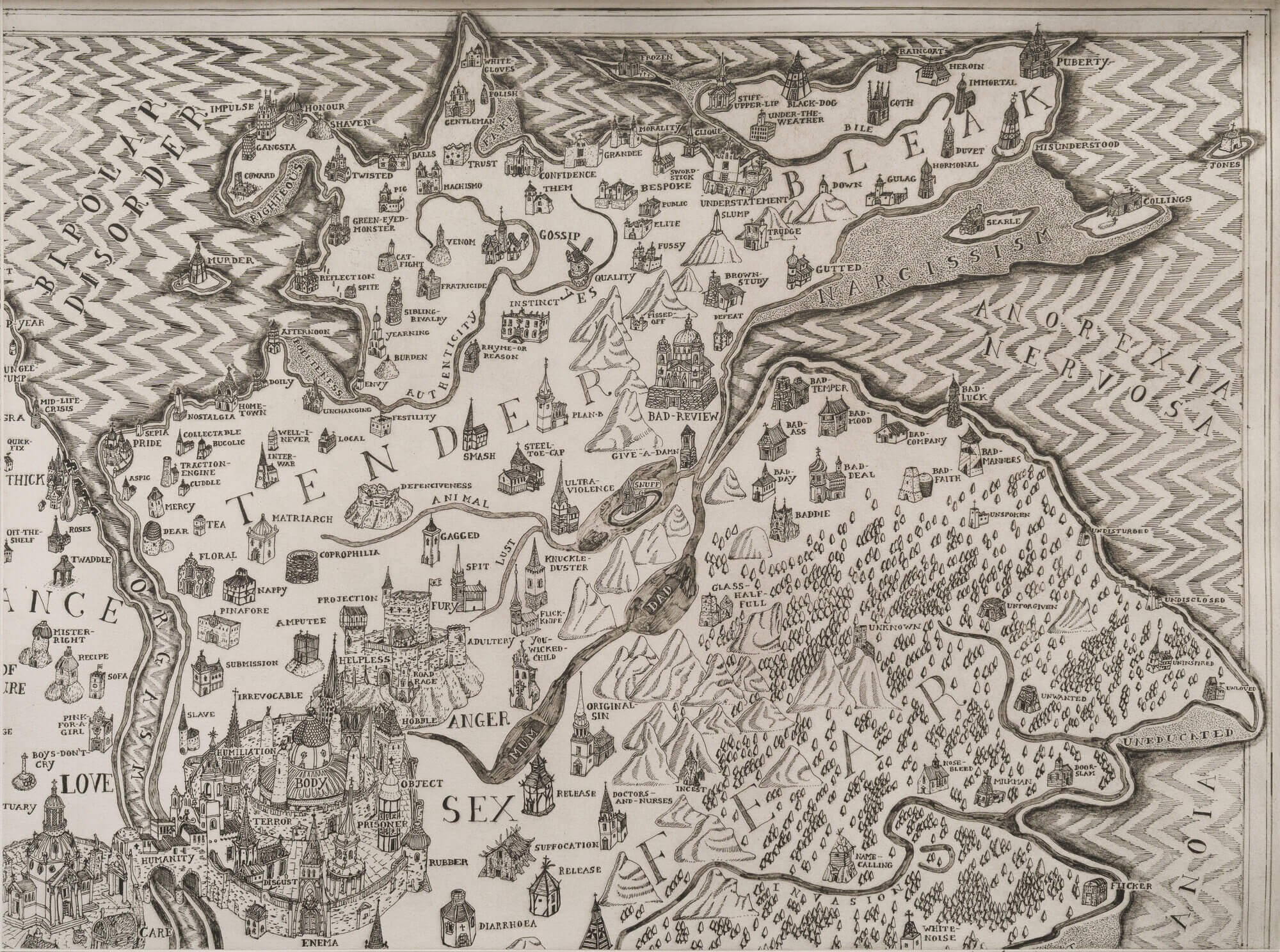 Detail of Map of an Englishman by Grayson Perry