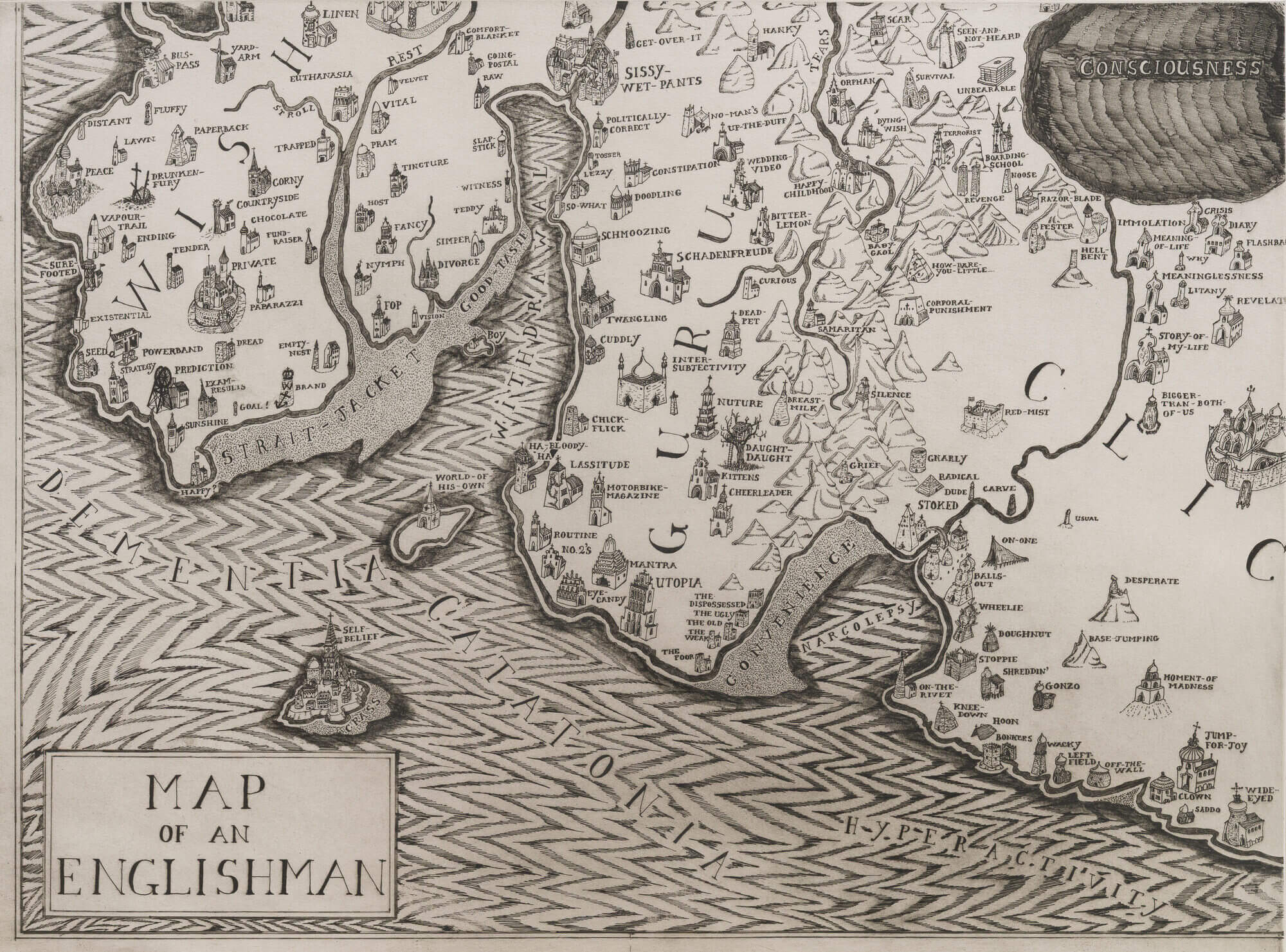 Detail of Map of an Englishman by Grayson Perry showing the title plate