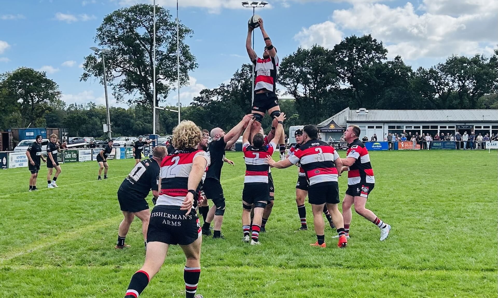 Penzance & Newlyn and Launceston players contest a lineout at Polson Bridge