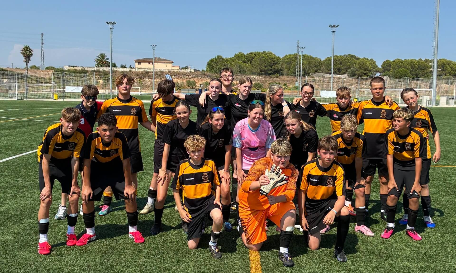 Pool Academy students on the football pitch in Spain