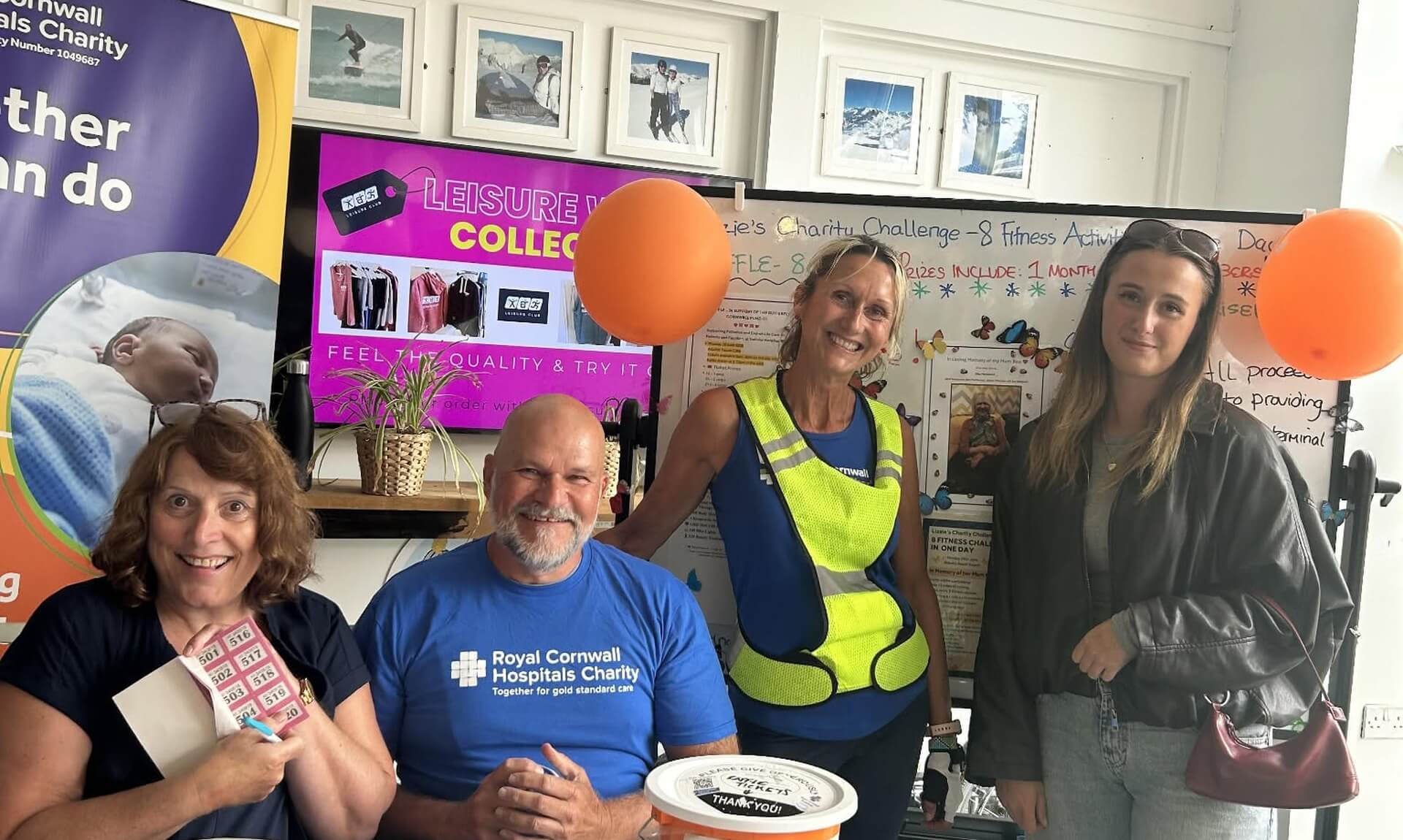 Volunteers at the Royal Cornwall Hospitals Charity raffle stall for Liz Dando's octathlon