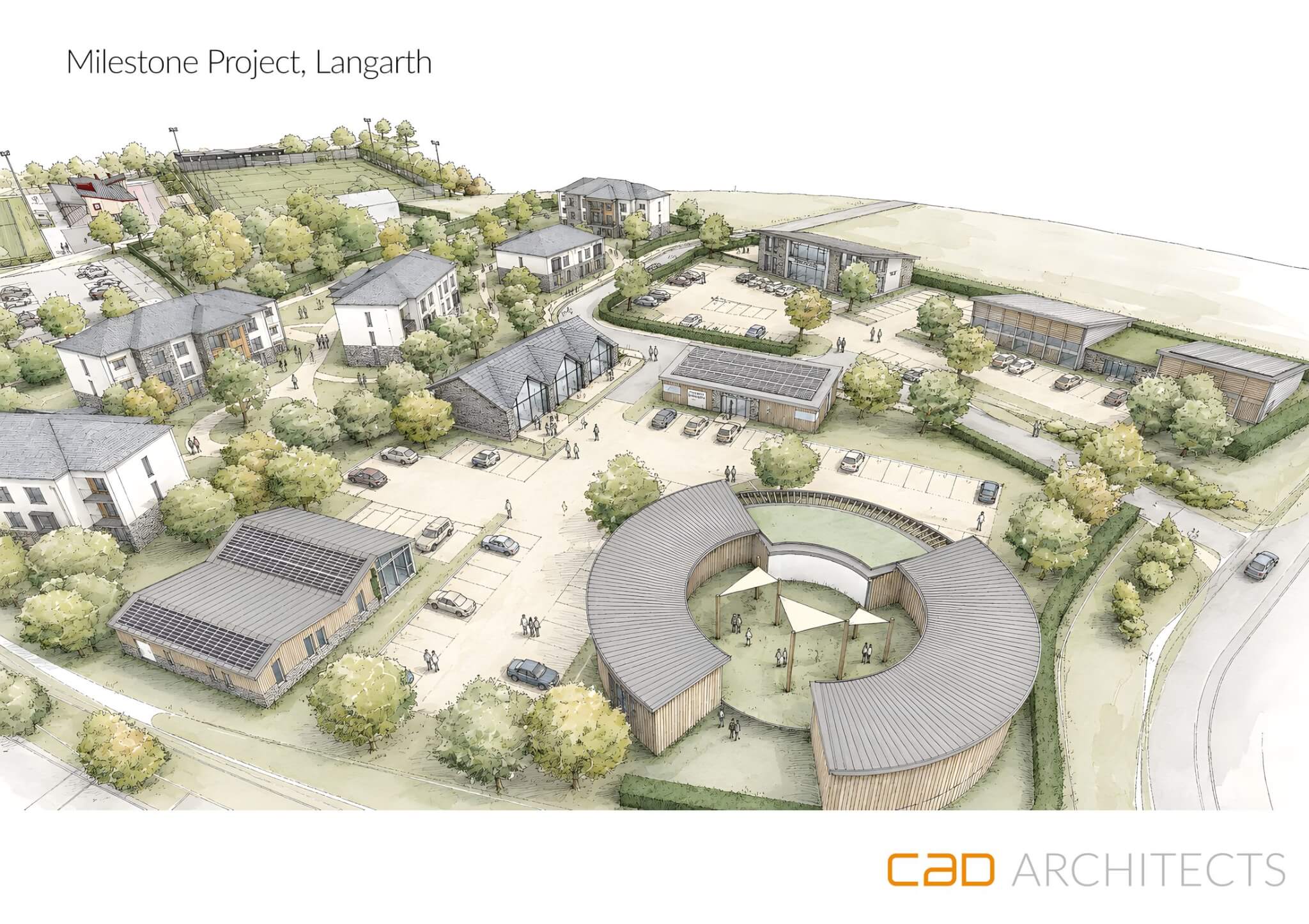 Illustration of proposed retail, health and community buildings