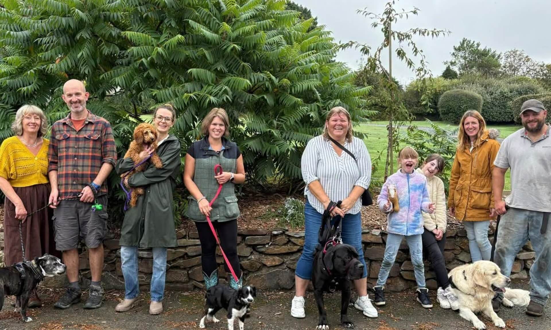 Rescue dogs and their families at the RSPCA Cornwall Branch Rescue Reunion Walk at Silverbow Country Park
