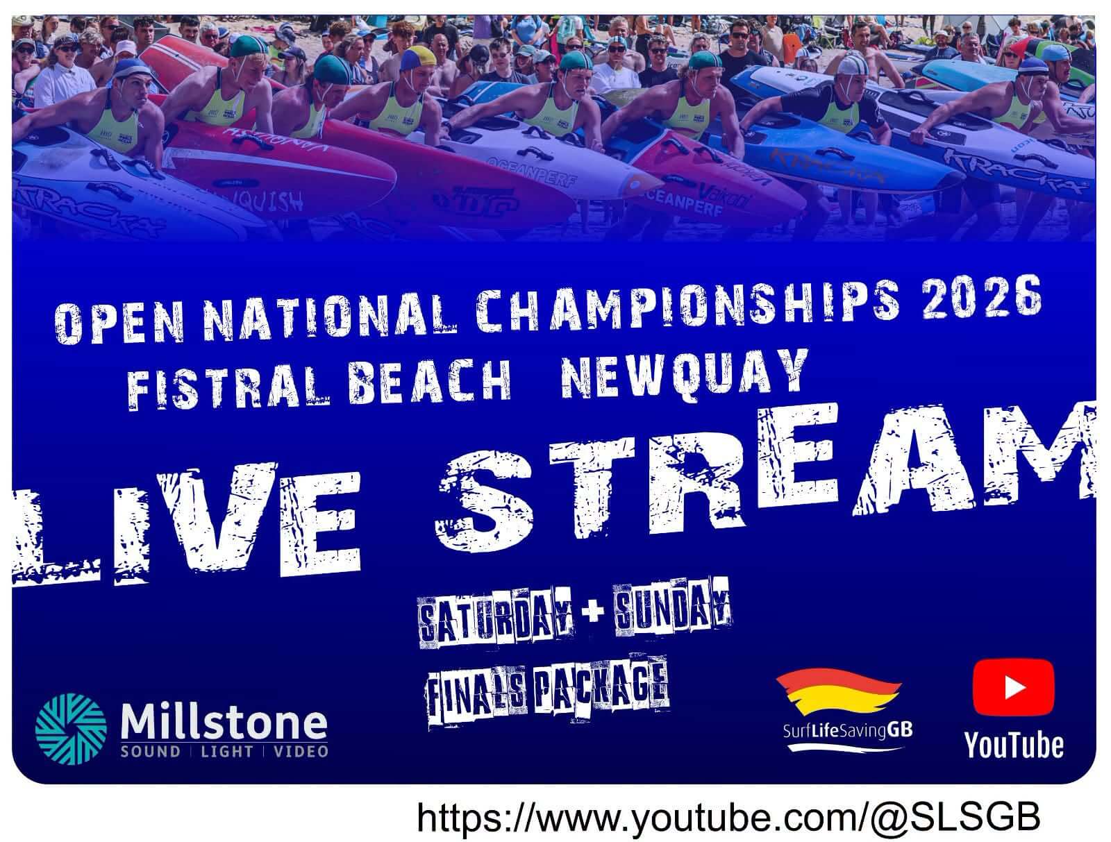 SLSGB Open National Championships 2026 Live Stream graphic, Fistral Beach Newquay