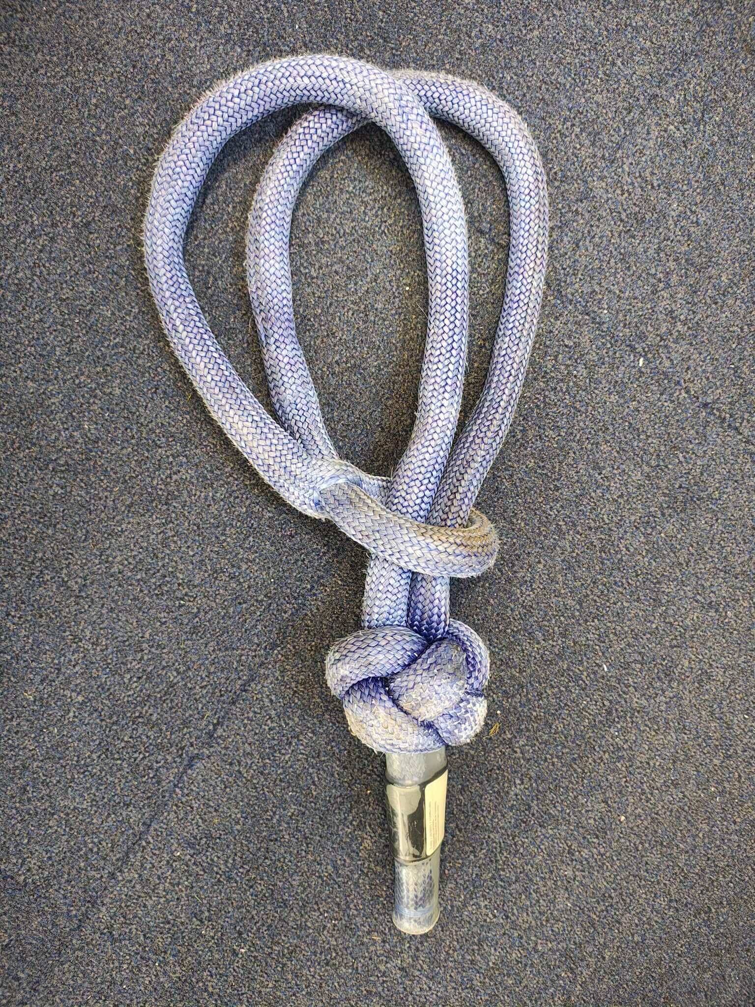 Blue soft shackle used by St Mary's RNLI to join tow lines