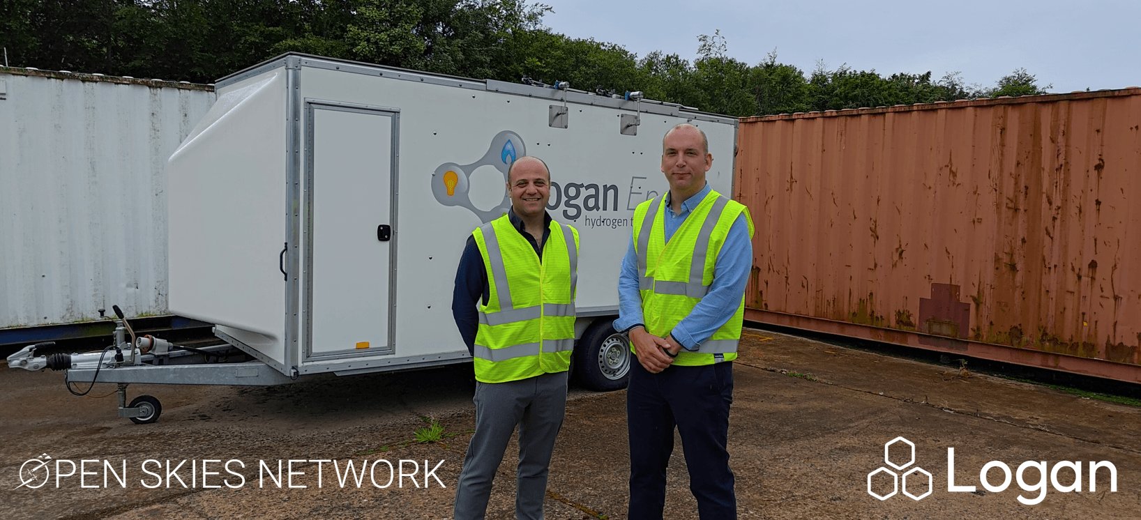 Louis Gardner and Ahmad El-kharouf in front of the Logan Energy trailer
