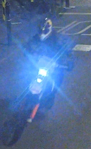 CCTV appeal image of a motorcyclist and bike police want to trace in Falmouth
