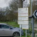 Welcome to Fairground Car Park free parking sign, Helston