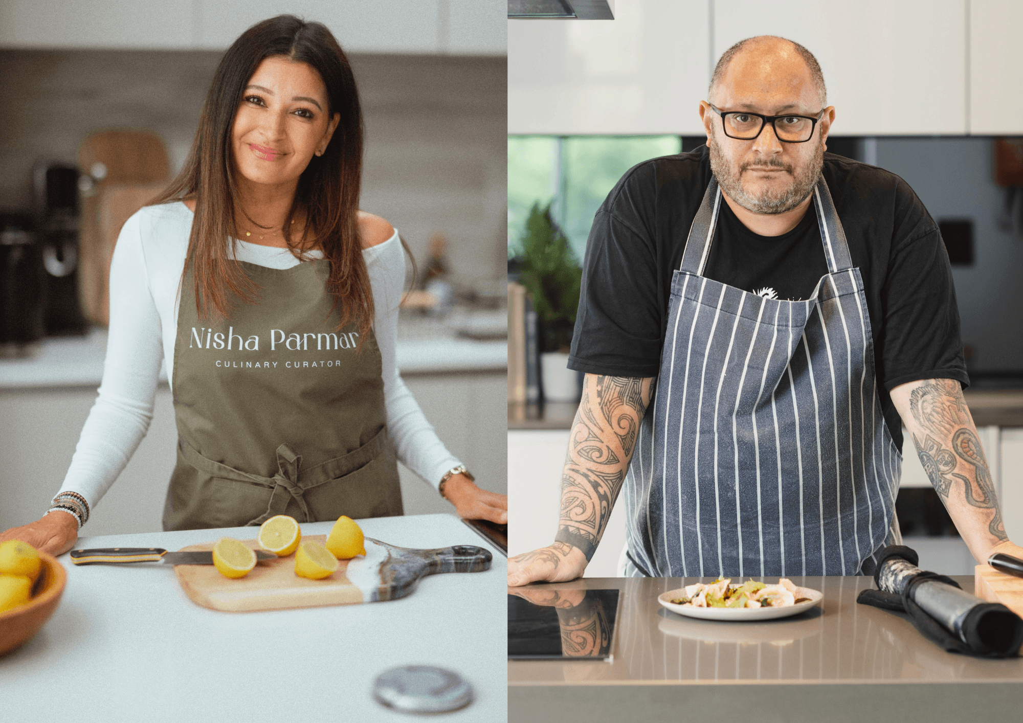 Nisha Parmar and matblak (Matt Burgess) in professional kitchens