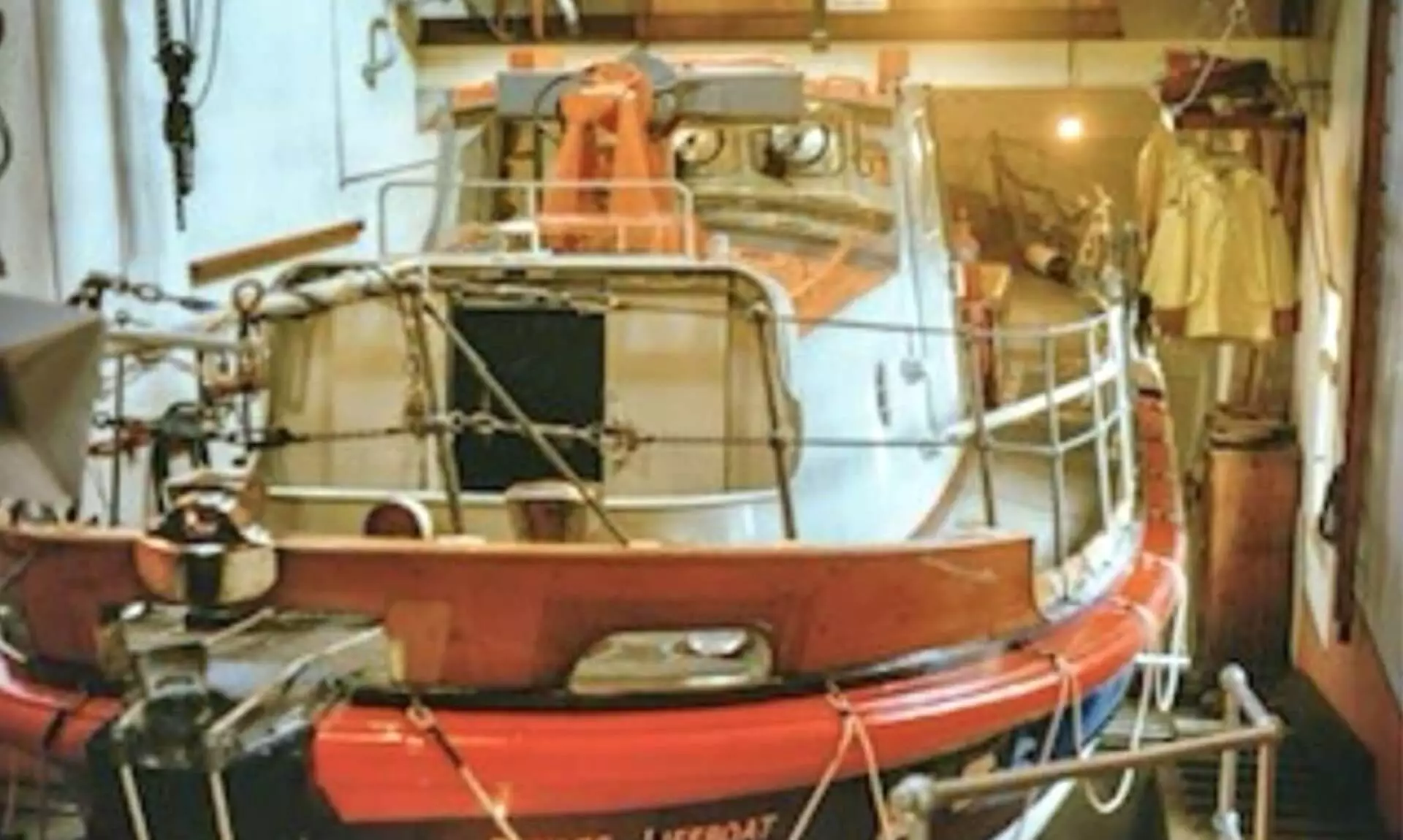 The RNLB Solomon Browne inside the Penlee lifeboat boathouse