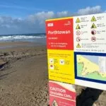 Porthtowan beach information sign next to Beach Road car park