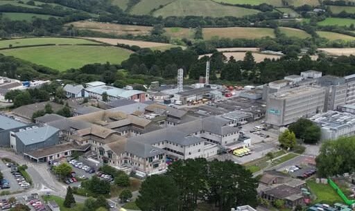 Aerial view of Royal Cornwall Hospital in Truro
